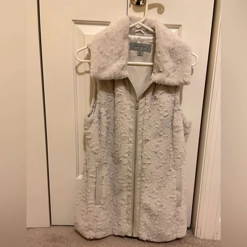 Andrew Marc Cream Faux Fur Vest